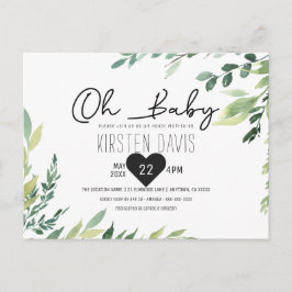 Carte Postale Fête de bébé Oh Baby Greenery Bébé Genre Neutre