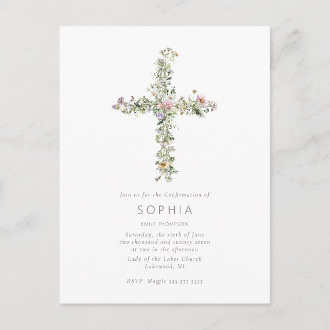 Carte Postale Fête de confirmation de la croix du fleur sauvage  (Devant)