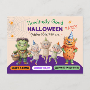 Carte Postale Fête de costumes d'Halloween Monstres danse amusan