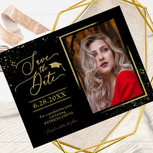 Carte Postale Fête de fin d'études chic économisez la date paill