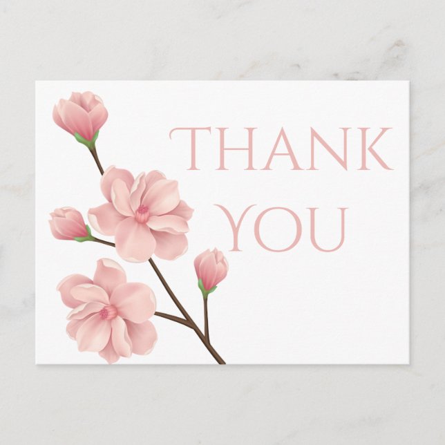 Carte Postale Fête de Fleurs de Cerisier Rose Merci Floral (Devant)