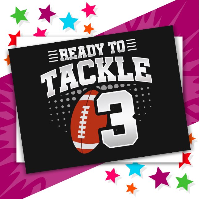 Carte Postale Fête de football à la tackle pour enfants de 3 ans (Créateur téléchargé)