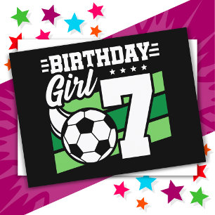 Carte Postale Fête de football de 7 ans 7e anniversaire fille