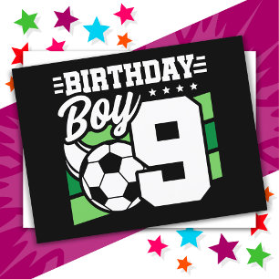Carte Postale Fête de football de 9 ans pour garçon de 9 ans