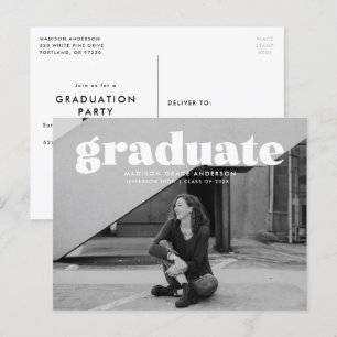 Carte Postale Fête de graduation de photo moderne Gras blanc sup