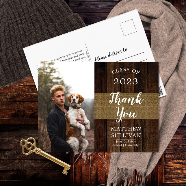 Carte Postale Fête de graduation photo Woodsy robuste (Créateur téléchargé)