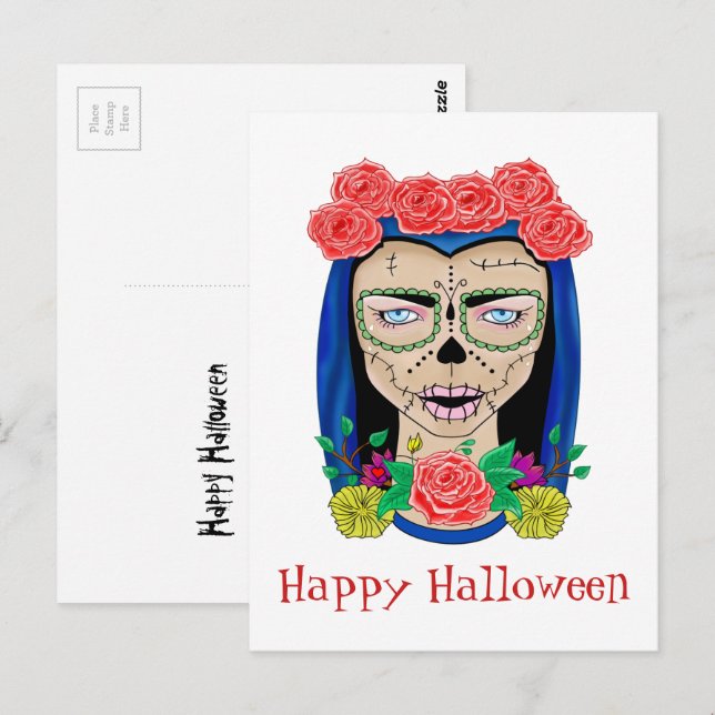 Carte Postale Fête de Halloween Zombie Cinco de Mayo (Devant / Derrière)