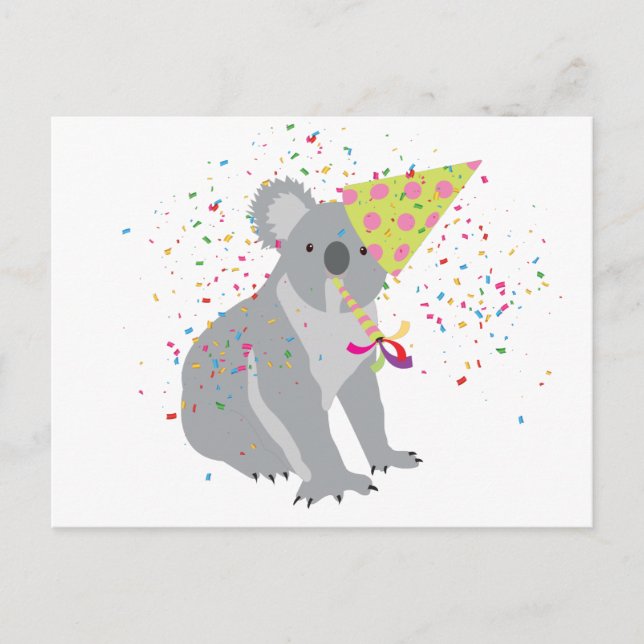 Carte Postale Fête de Koala - Animaux faisant la fête (Devant)