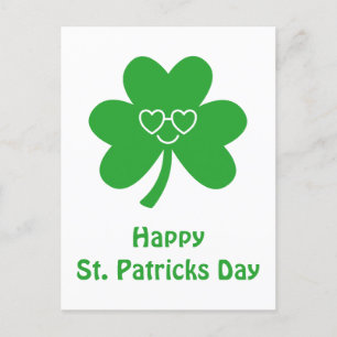 Carte Postale Fête de la Saint-Patrick Sourire Joyeux Trèfle Trè