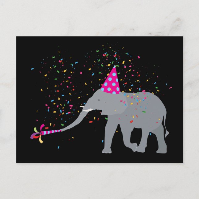 Carte Postale Fête de l'éléphant - Les animaux font la fête (Devant)