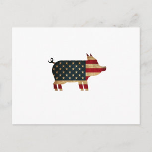 Carte Postale Fête de l'Indépendance des USA - Cochon 4 juillet 