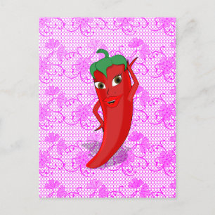 Carte Postale Fête de mariage avec une diva au piment rouge