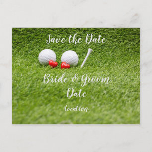 Carte Postale Fête de mariage de golf avec balle de golf et amou