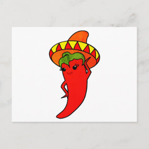 Carte Postale Fête de mariage Kawaii Piment Rouge Diva