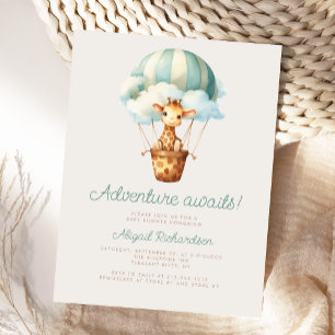 Carte Postale Fête de Naissance Ballon Girafe Aventure en Attent