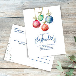 Carte Postale Fête de Noël Aquarelle simple Ornements