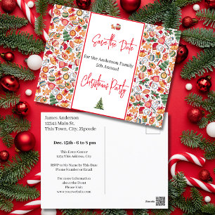 Carte Postale Fête de Noël de famille Sauvez la date Noël Fêtes