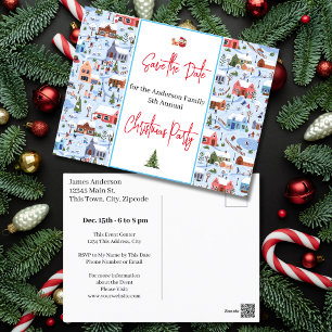 Carte Postale Fête de Noël de la famille Sauvez la date Winterla