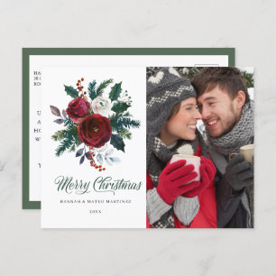 Carte Postale Fête de Noël Floral Rouge