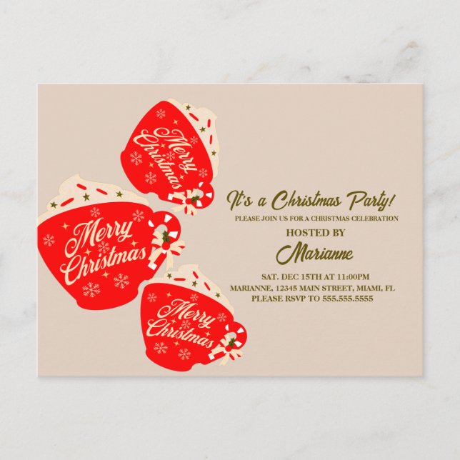 Carte Postale Fête de Noël Joyeux chocolat chaud Mug (Devant)