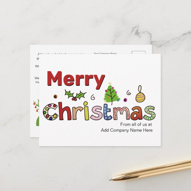 Carte Postale Fête de Noël personnalisée (Devant/Arrière en situation)