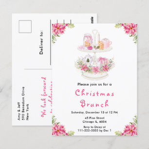 Carte Postale Fête de Noël Thé Party Rose