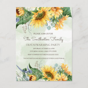 Carte Postale Fête de pendaison de crémaillère aux tournesols ve