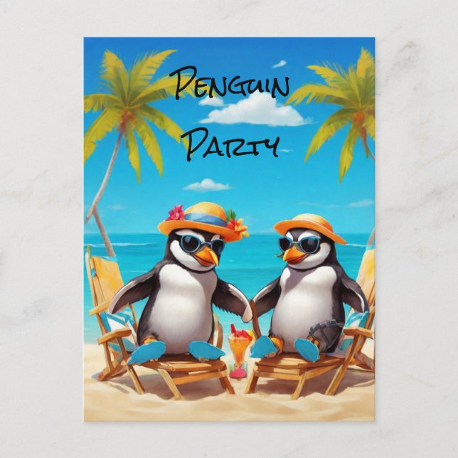 Carte Postale Fête de pingouins (Devant)