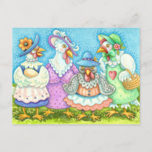 Carte Postale FÊTE DE POULES, AMIS À PLUMES DE CAMPAGNE Drôle