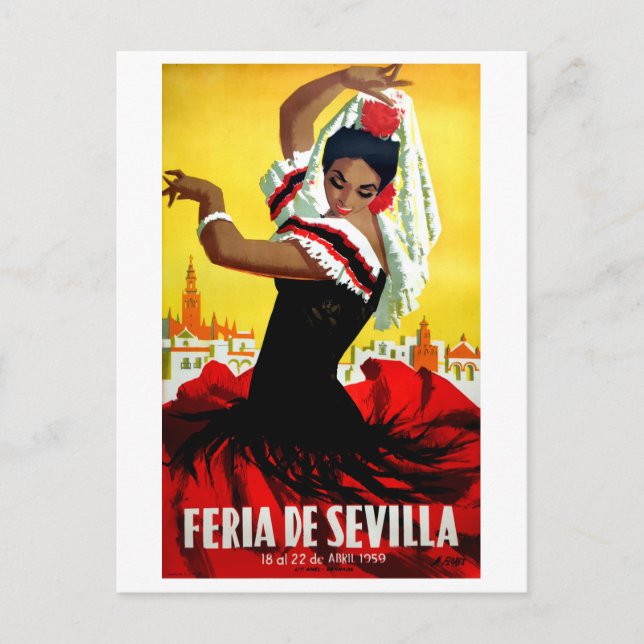 Carte Postale Fête de Séville, danseuse espagnole, femme, tradit (Devant)