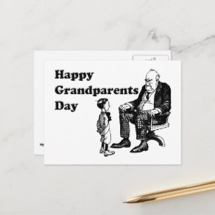 Carte Postale Fête Des Grands-Parents - Grand-Père Et Enfants