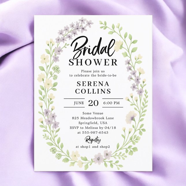 Carte Postale Fête des mariées de calligraphie fleur sauvage (Créateur téléchargé)