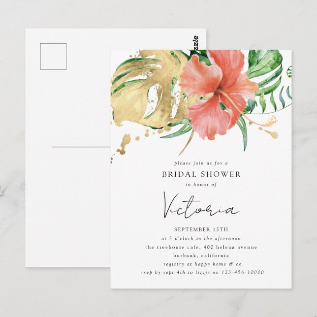 Carte Postale Fête des mariées de mariage de destination florale (Devant / Derrière)
