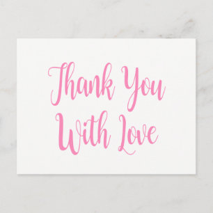 Carte Postale Fête des mariées de mariage Merci rose et blanc
