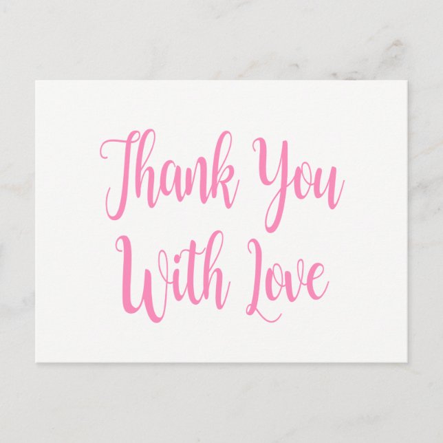 Carte Postale Fête des mariées de mariage Merci rose et blanc (Devant)