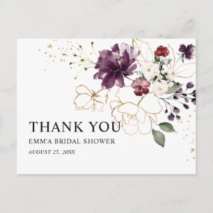 Carte Postale Fête des mariées de Merci Floral d'or et de vin
