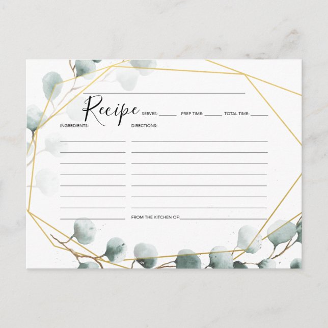 Carte Postale Fête des mariées Eucalyptus Greenery Recettes Cart (Devant)