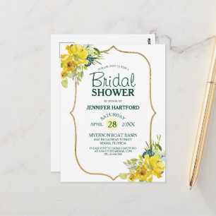 Carte Postale Fête des mariées florale jaune printemps florissan