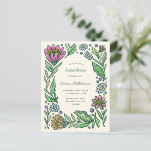 Carte Postale Fête des mariées florale Scandinave artistique