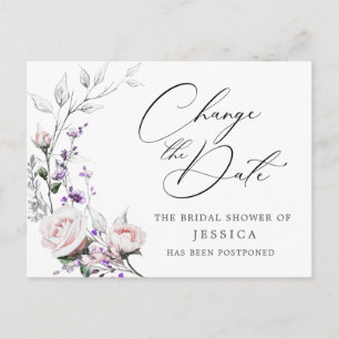 Carte Postale Fête des mariées Reportée Date Elegant Blush Roses