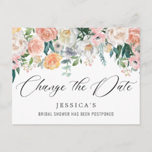 Carte Postale Fête des mariées Reportée Date Elegant Blush Roses