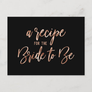 Carte Postale Fête des mariées rose de typographie or Recette