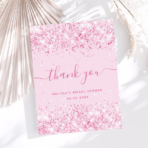 Carte Postale Fête des mariées rose parties scintillant Merci