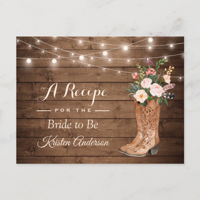 Carte Postale Fête des mariées Rustique Boots de fille Cowgirl R (Devant)