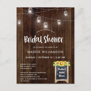 Carte Postale Fête des mariées Rustique Douche nuptiale Invitati