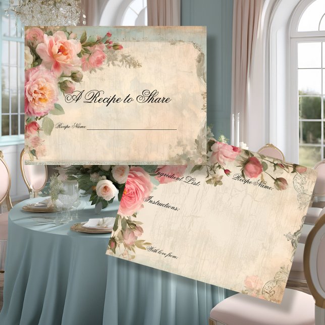 Carte Postale Fête des mariées Tea Party Recette Rose bleu Flora (Créateur téléchargé)