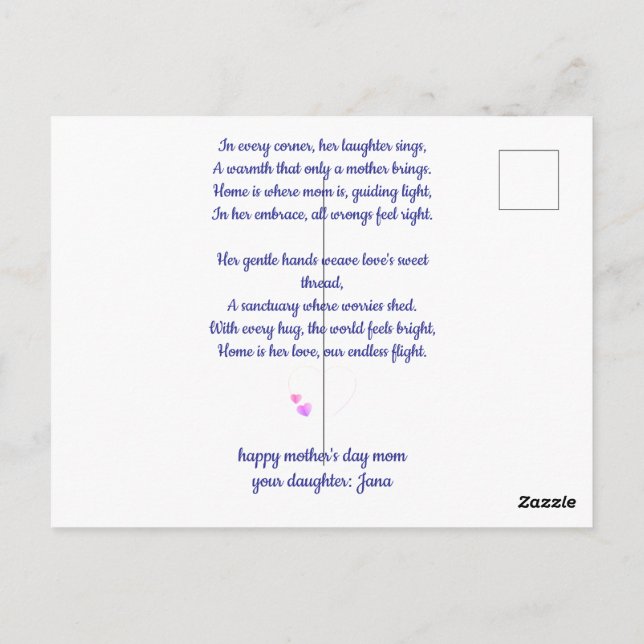 Carte Postale Fête des mères (Dos)