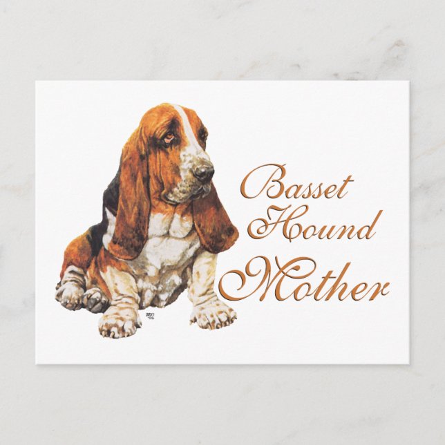 Carte Postale Fête des Mères Basset Hound (Devant)