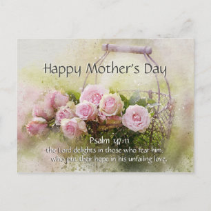 Carte Postale Fête des mères, Bible Verse Psaume 147:11 Roses ro
