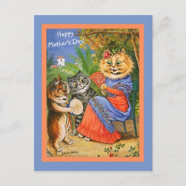 Carte Postale Fête des Mères Chats & Chatons Serenade copie Vint (Devant)